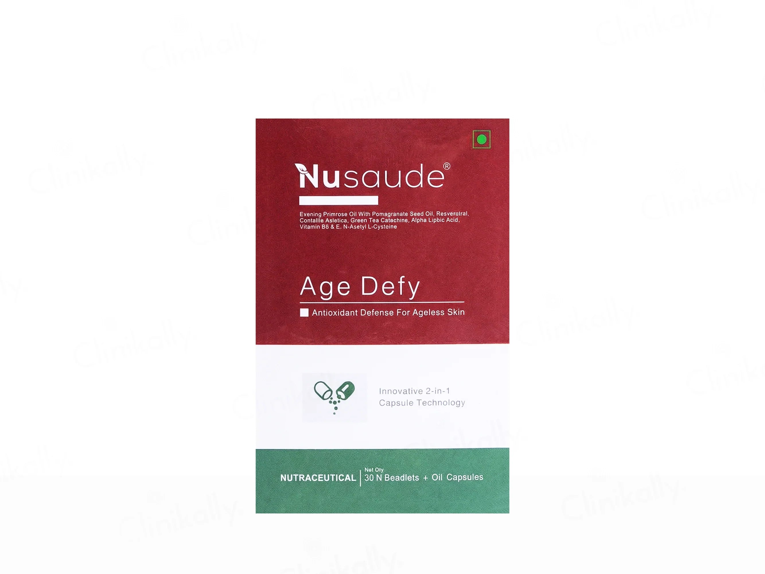Nusaude Age Defy Nutraceutical Beadlets + Oil Filled Capsule, 30 Caps