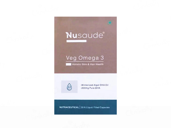 Nusaude Veg Omega 3 Nutraceutical Liquid Filled Capsule, 30 Caps